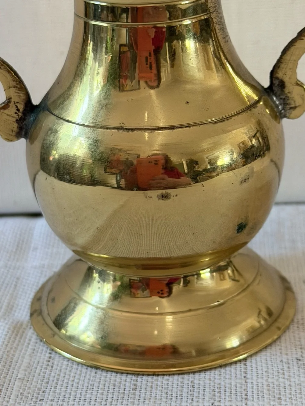 Brass Double-Handled Decorative Vase - Gold Finish